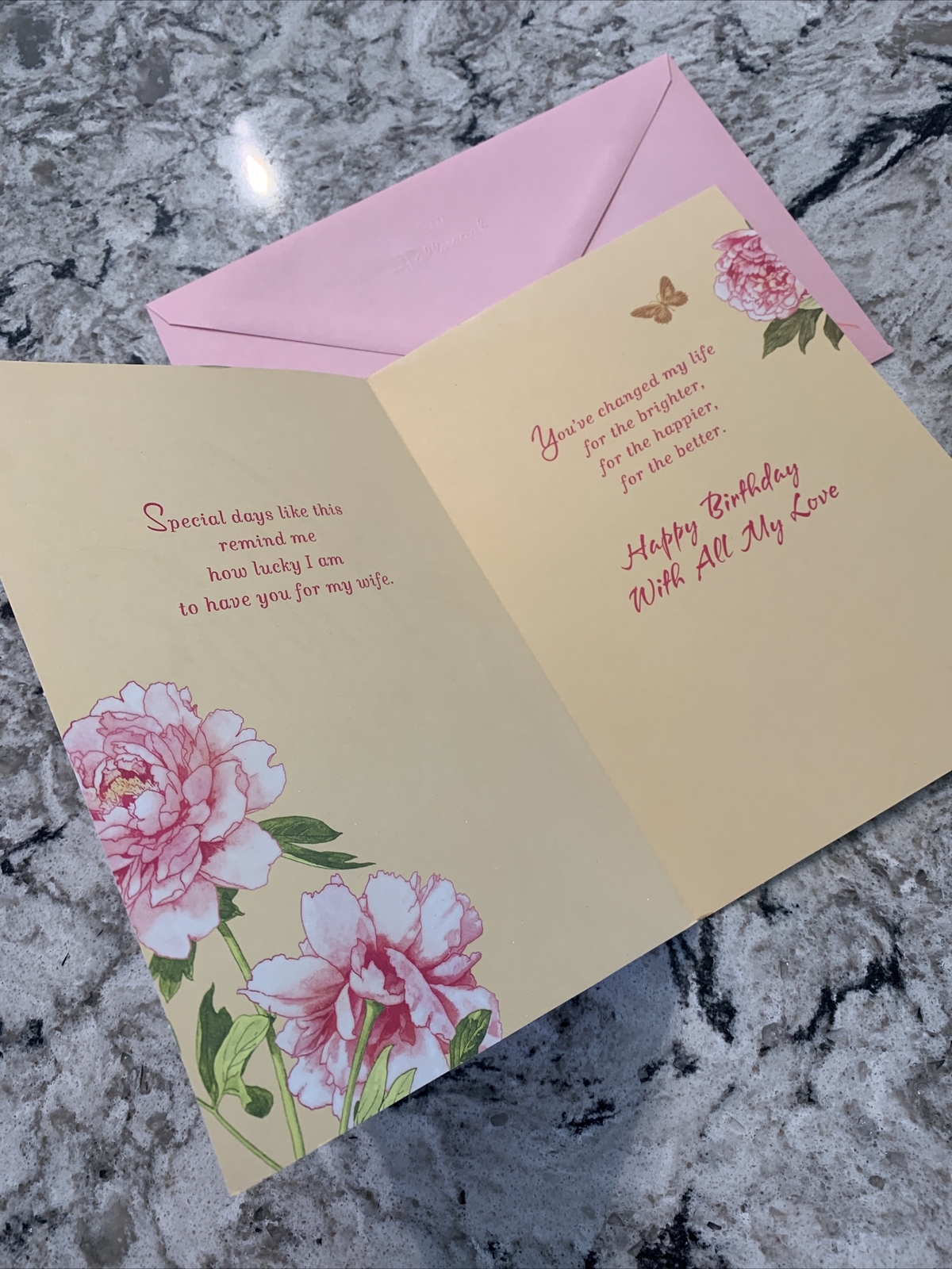 Happy Birthday For My Wife On Her Birthday Flower 5.5”X8” Hallmark Greeting Card
