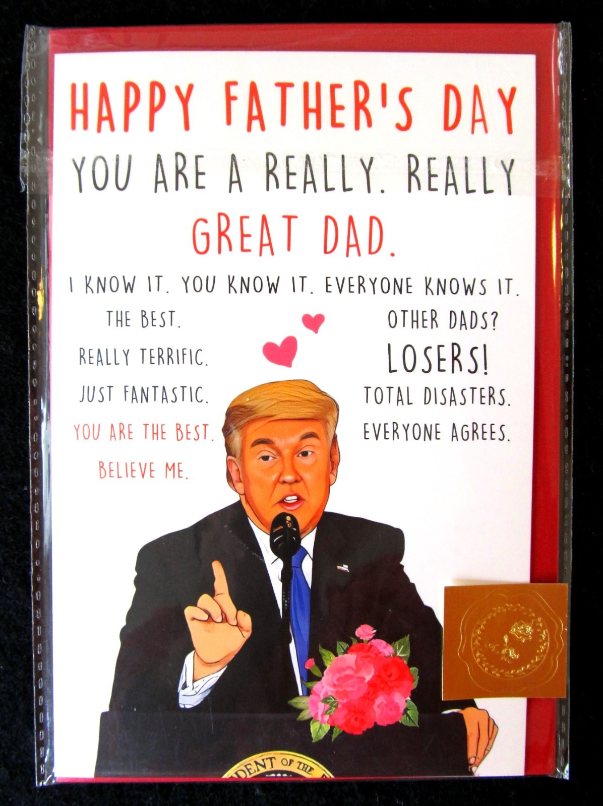 Donald Trump Father’s Day Card, Funny DJT POTUS Happy Fathers Day & Envelope Set