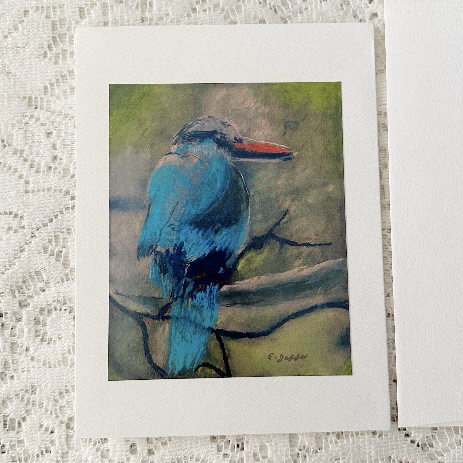 New Blank Bird Art Greeting Card With Envelope Pastels By Edith Jaffe