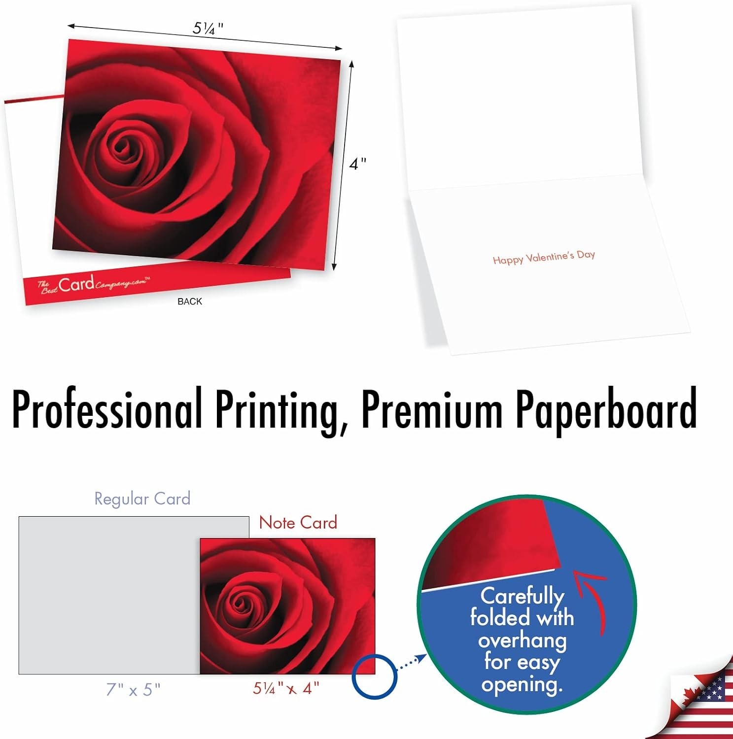 Floral Valentine Greeting Cards 10 Pack with Envelopes for Special Occasions