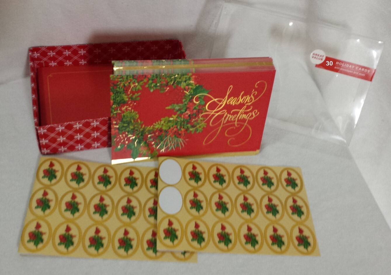 Christmas Greeting Cards w/ Envelopes+ Seasons Greetings Partial Box Lot/30