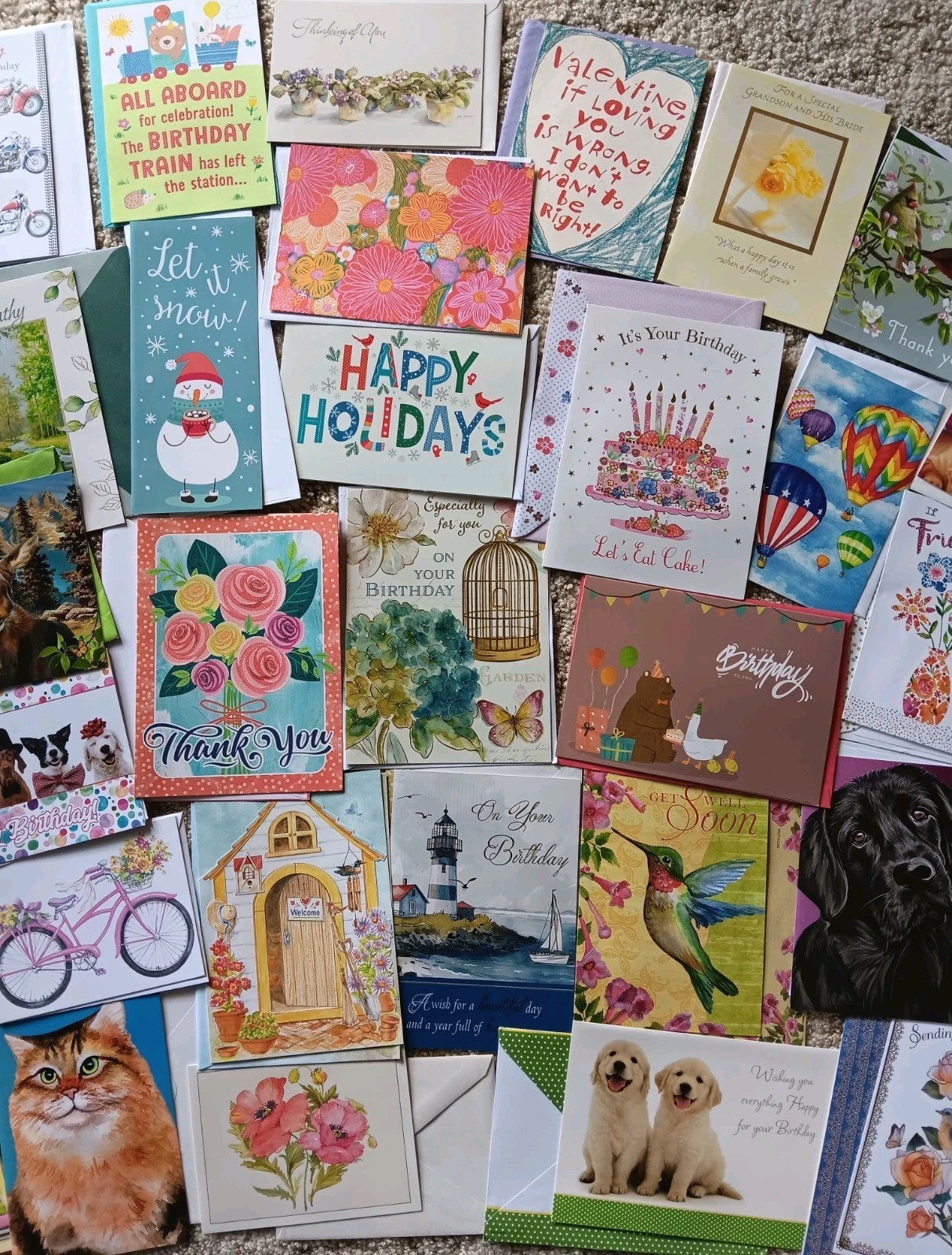 50 RANDOM New Greeting Cards Envelope Lot Ephemera Craft Scrapbook Junk Journal