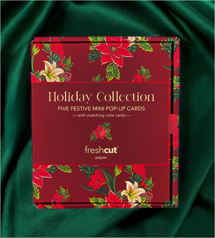 Fresh Cut Holiday Collection Five Festive Mini Pop-Up Cards Christmas NEW