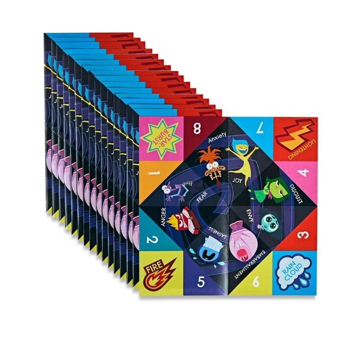 Inside Out 2 Valentine Exchange Cards Multi-colored Fortune Teller Activity 16pc