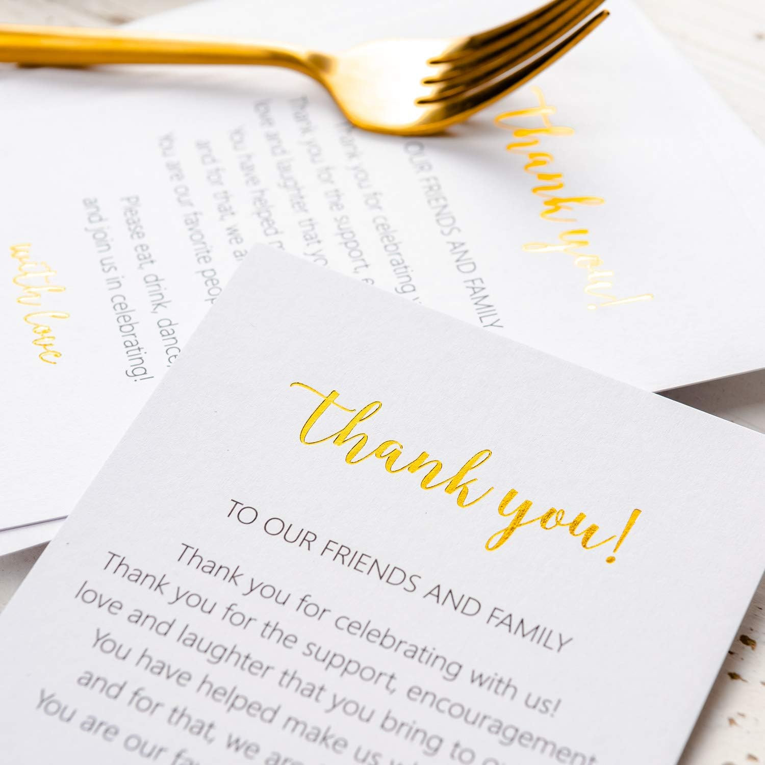 Gold Foil Thank You Cards 50 Count Elegant Wedding Reception Place Cards