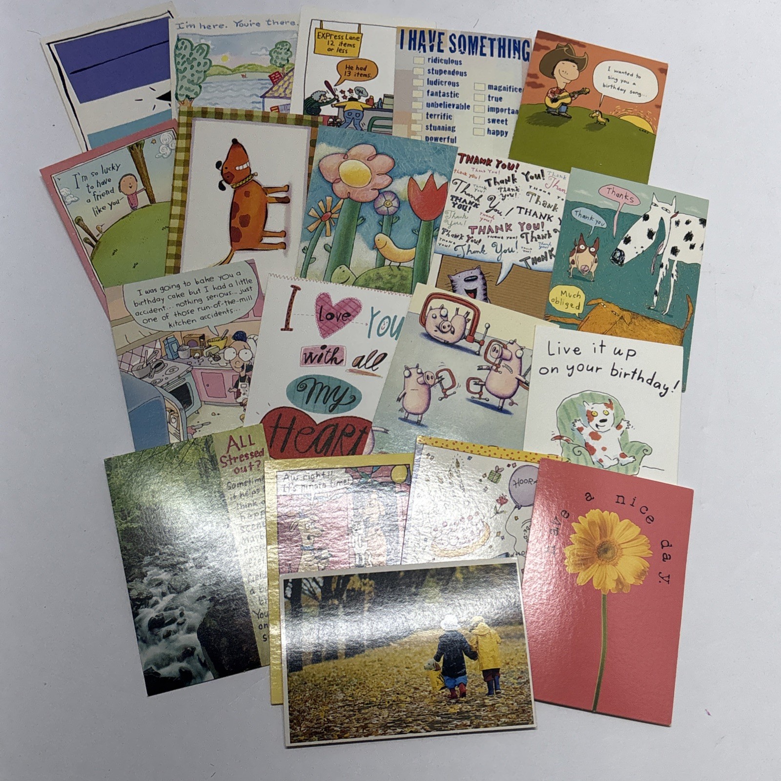 19 ITTY BITTY Greetings mini card VARIETY Funny, Serious, Birthday, Friendship