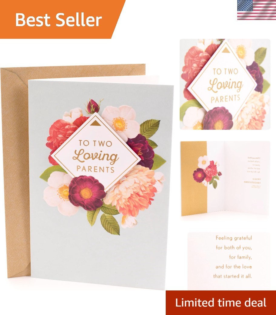5×7 Anniversary Greeting Card for Loving Parents with Gold Foil Detail