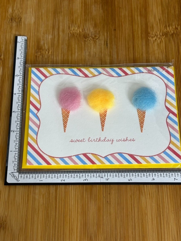 Papyrus Greeting Card New Envelope Embellishment Birthday Happy Ice Cream Cone