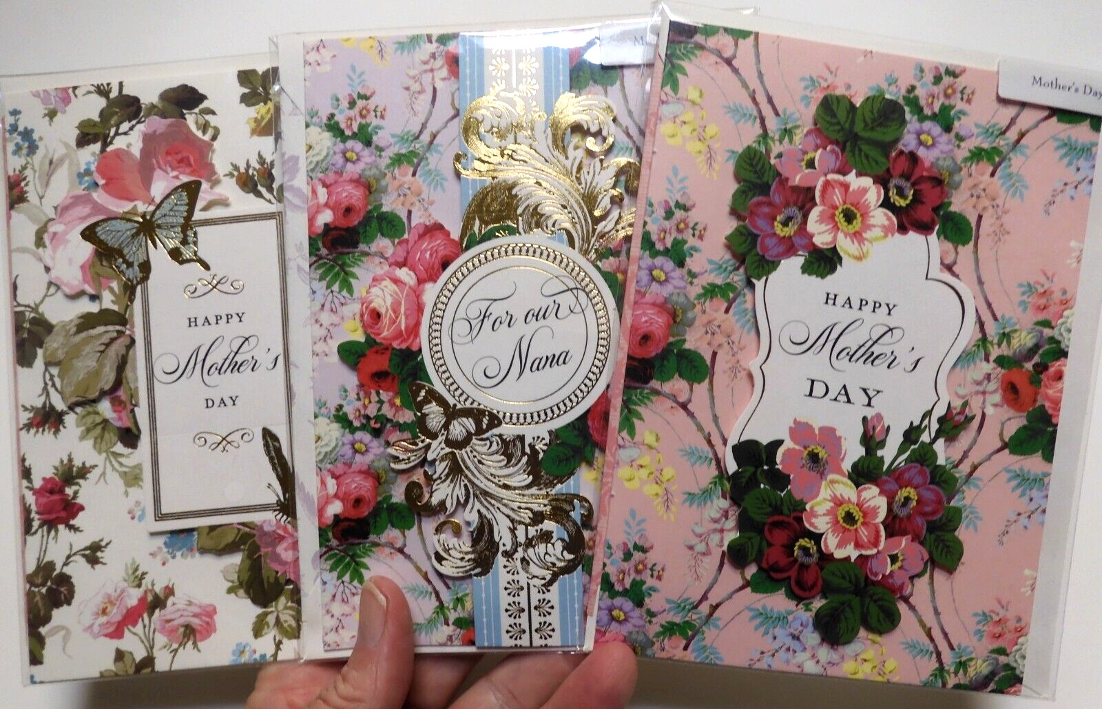 3 Anna Griffin Greeting Cards Mother’s Day Nanna Floral Vintage Style Design