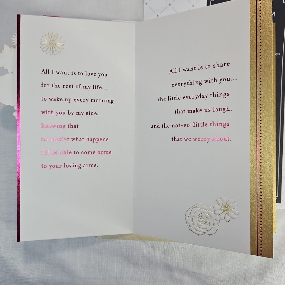 Valentine’s Day for WIFE Love Partner Floral Pink Heart Fancy Ornate Metallic