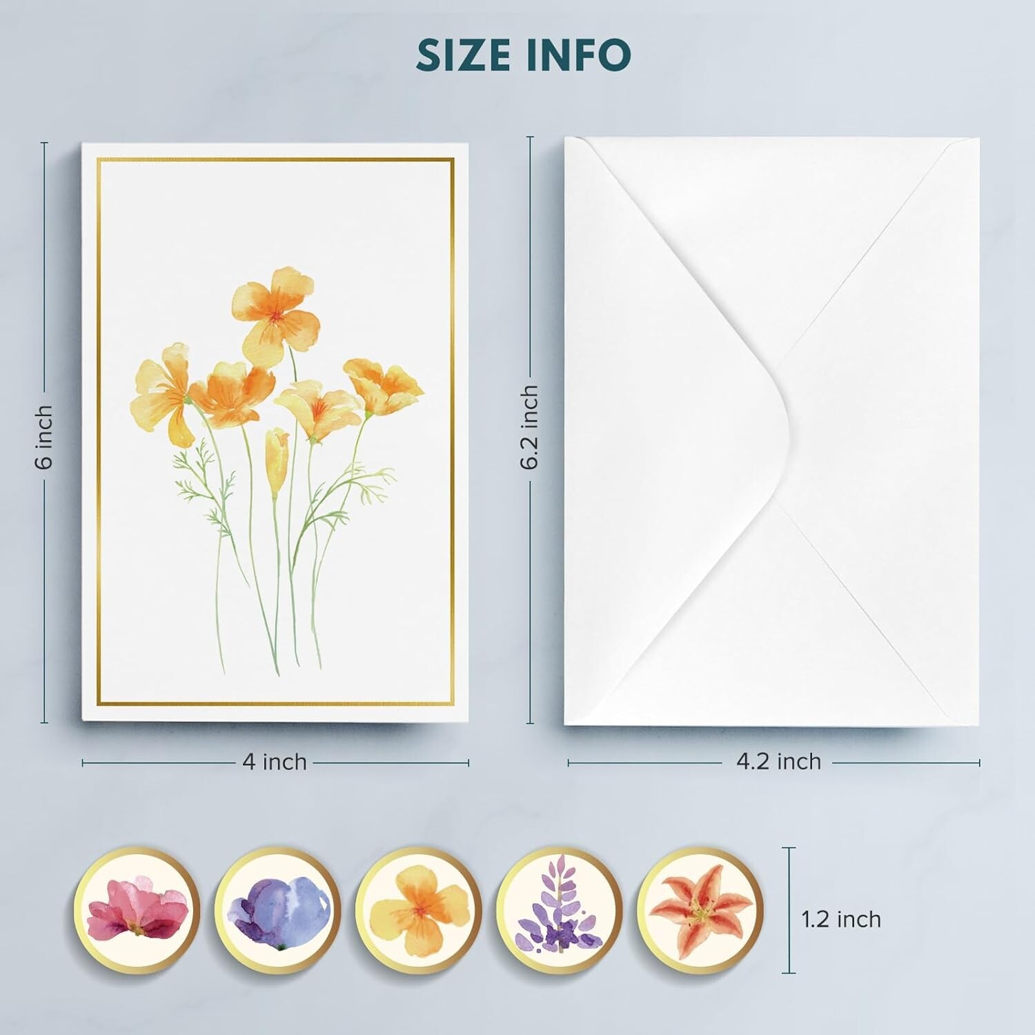 30 Pack Blank Greeting Cards with Envelopes 5 Assorted Floral Designs New