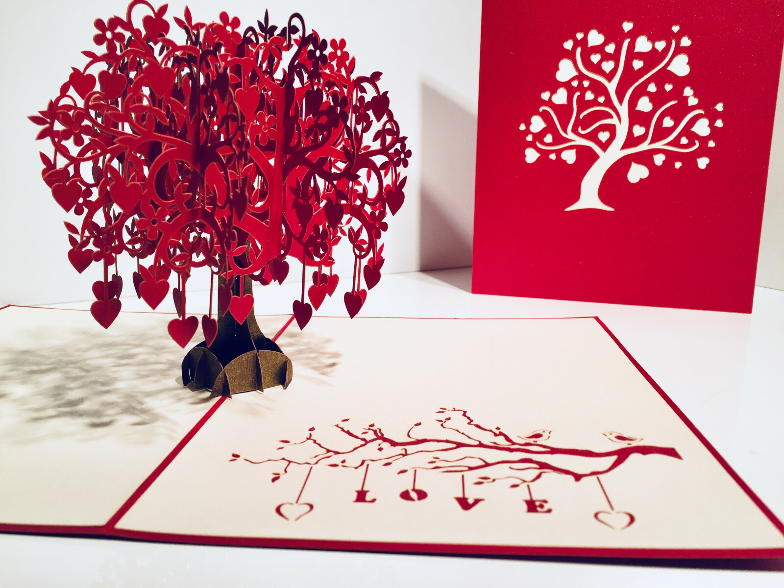 Hand Made With Love. Tree of Love Hearts 3D Pop Up Greeting Card Mother’s Day.