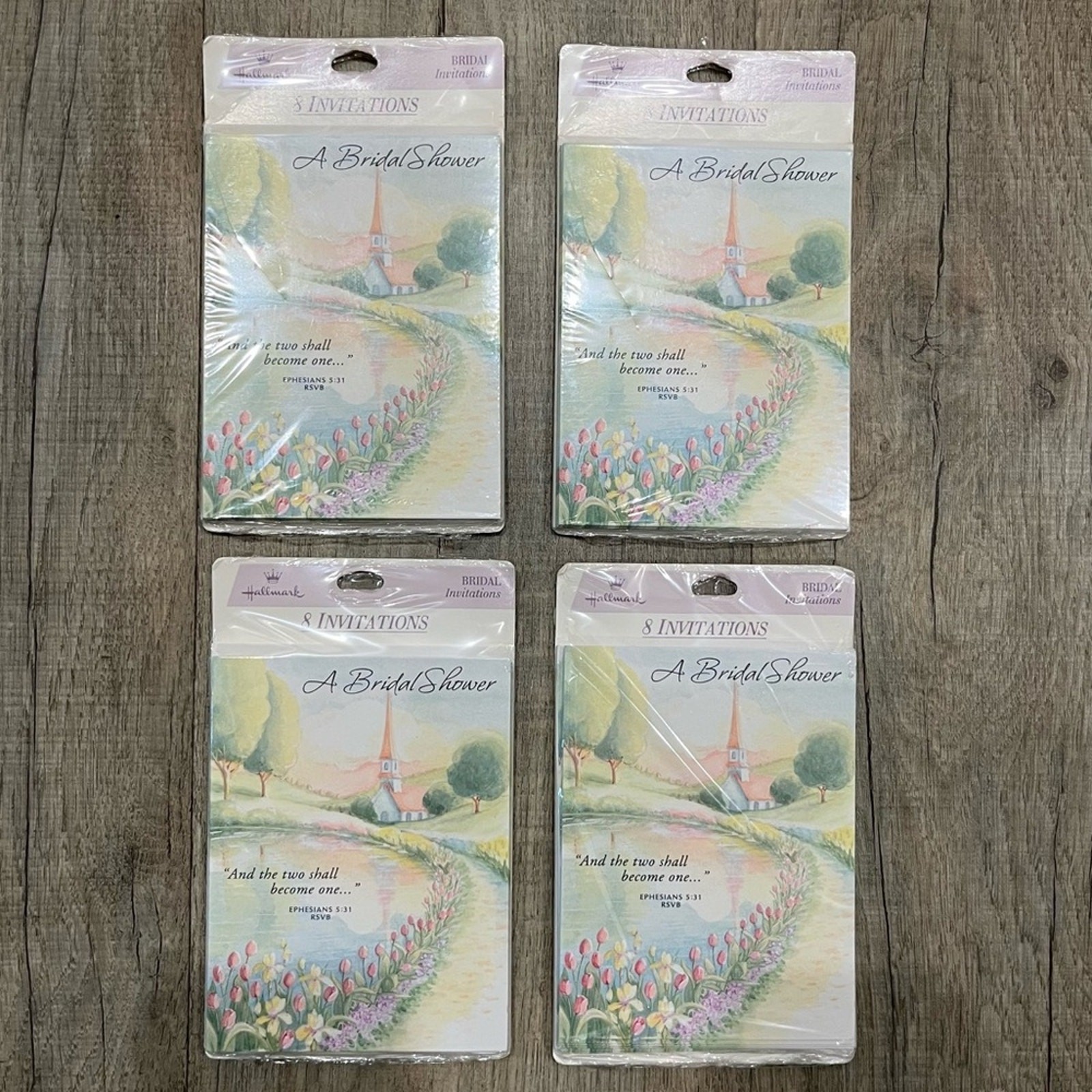 Set of 4 Packs VTG Hallmark Bridal Shower Invitations Nostalgia NEW 32 Total
