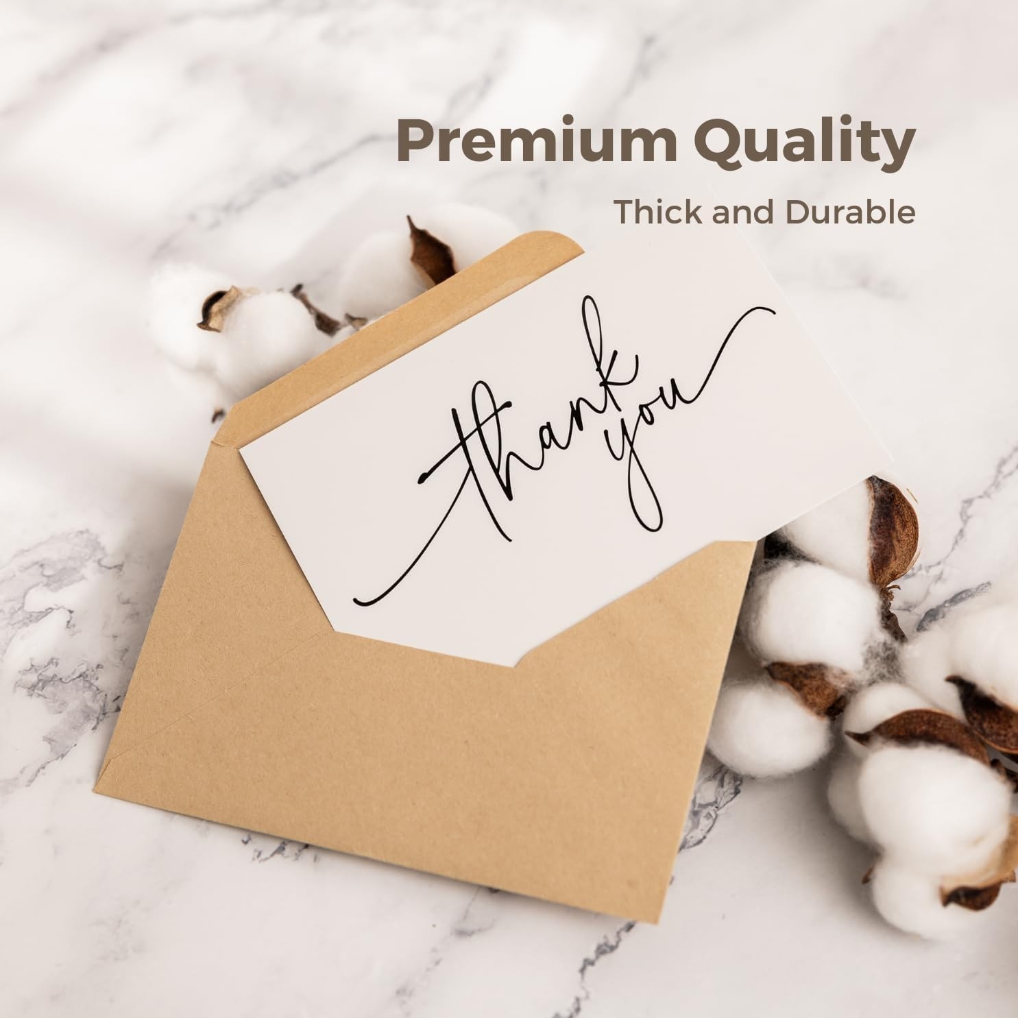 Bulk Thank You Card Set – 52 Minimalist Cards with Kraft Envelopes, 3.5×5 Inches