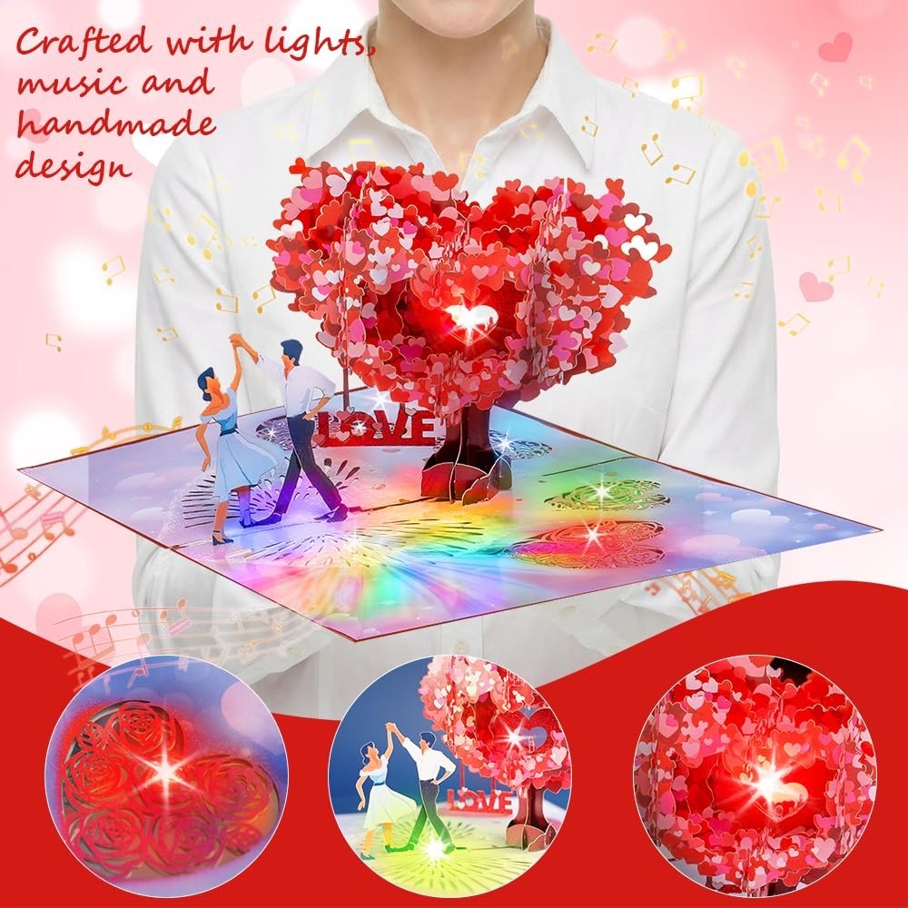 3D Heart Tree Light & Music Pop Up Card – Romantic Gift for Valentine’s Day, Ann