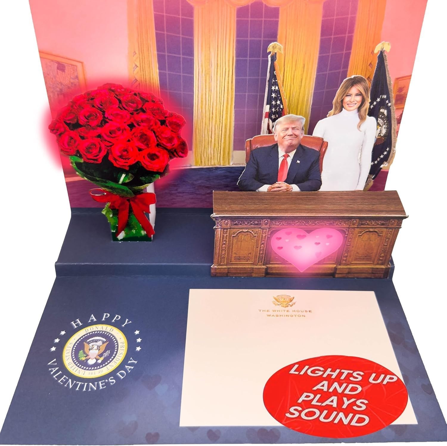 Talking Trump Pop Up Card Funny Oval Office Valentine Greeting New