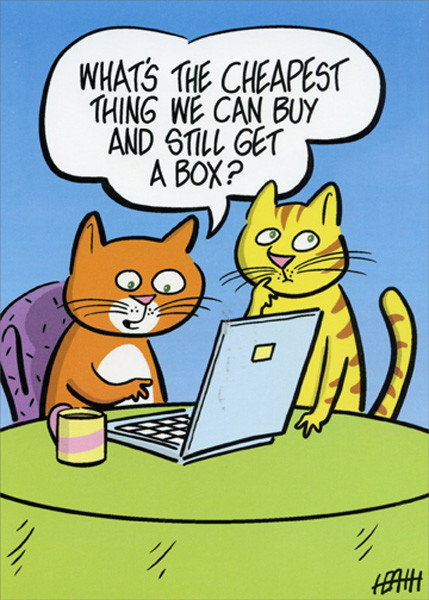 Cats Shopping Online Funny Birthday Card – Greeting Card by Oatmeal Studios