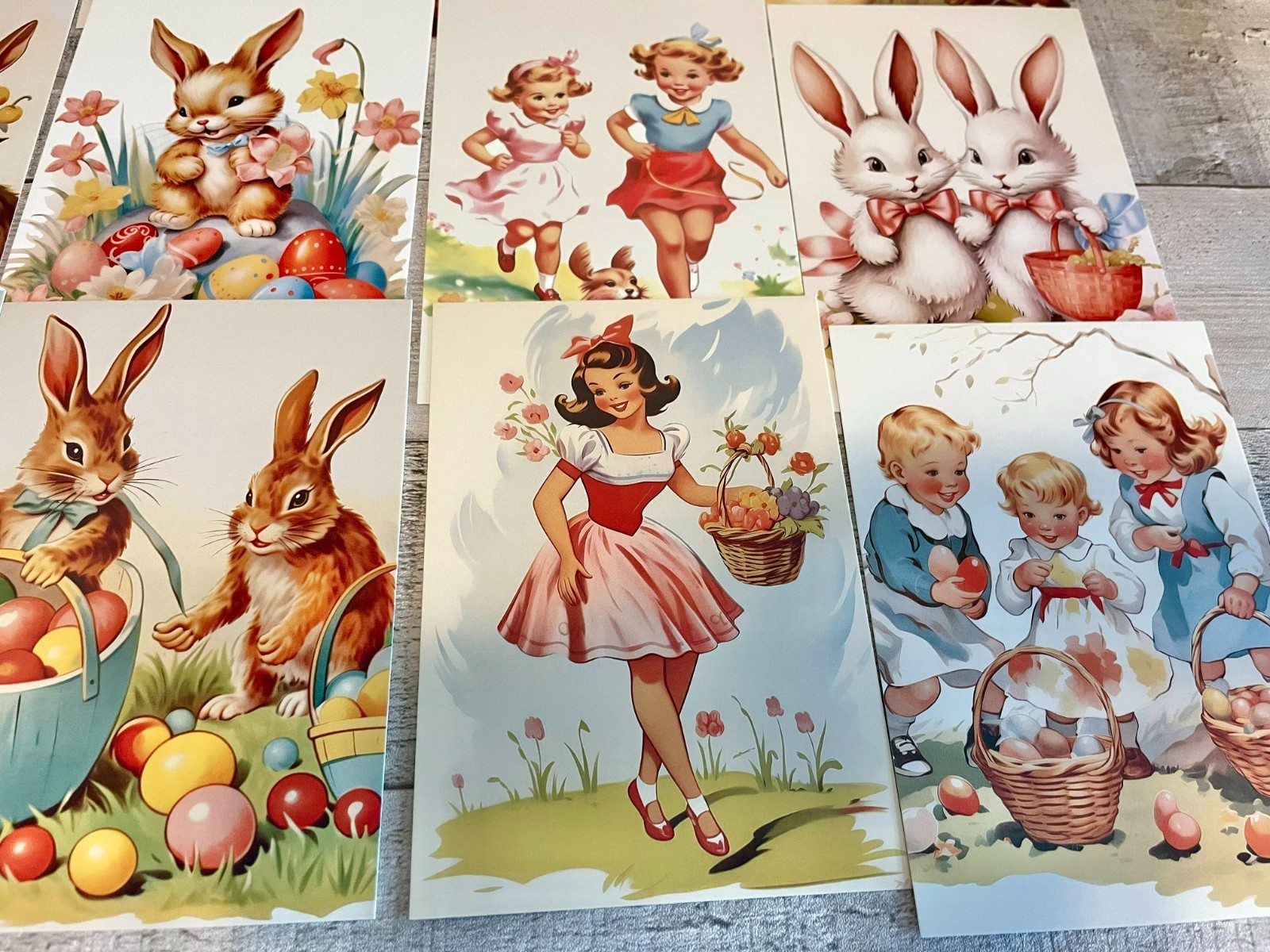 Kids Easter Retro Style Vintage Greeting Postcards, Book Marker 4×6 (20)