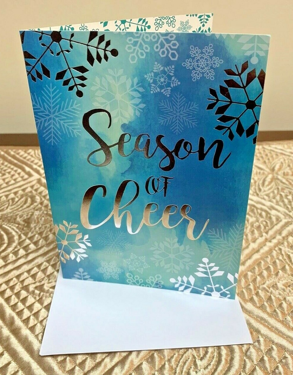 Happy Holidays Blue & Silver Foil Snowflake Snowflakes Greeting Cards – Set of 6