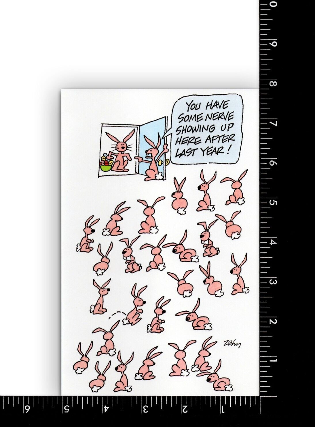 Funny HAPPY EASTER Card, Plenty Rabbits Cartoon by Popular Greetings +Envelope