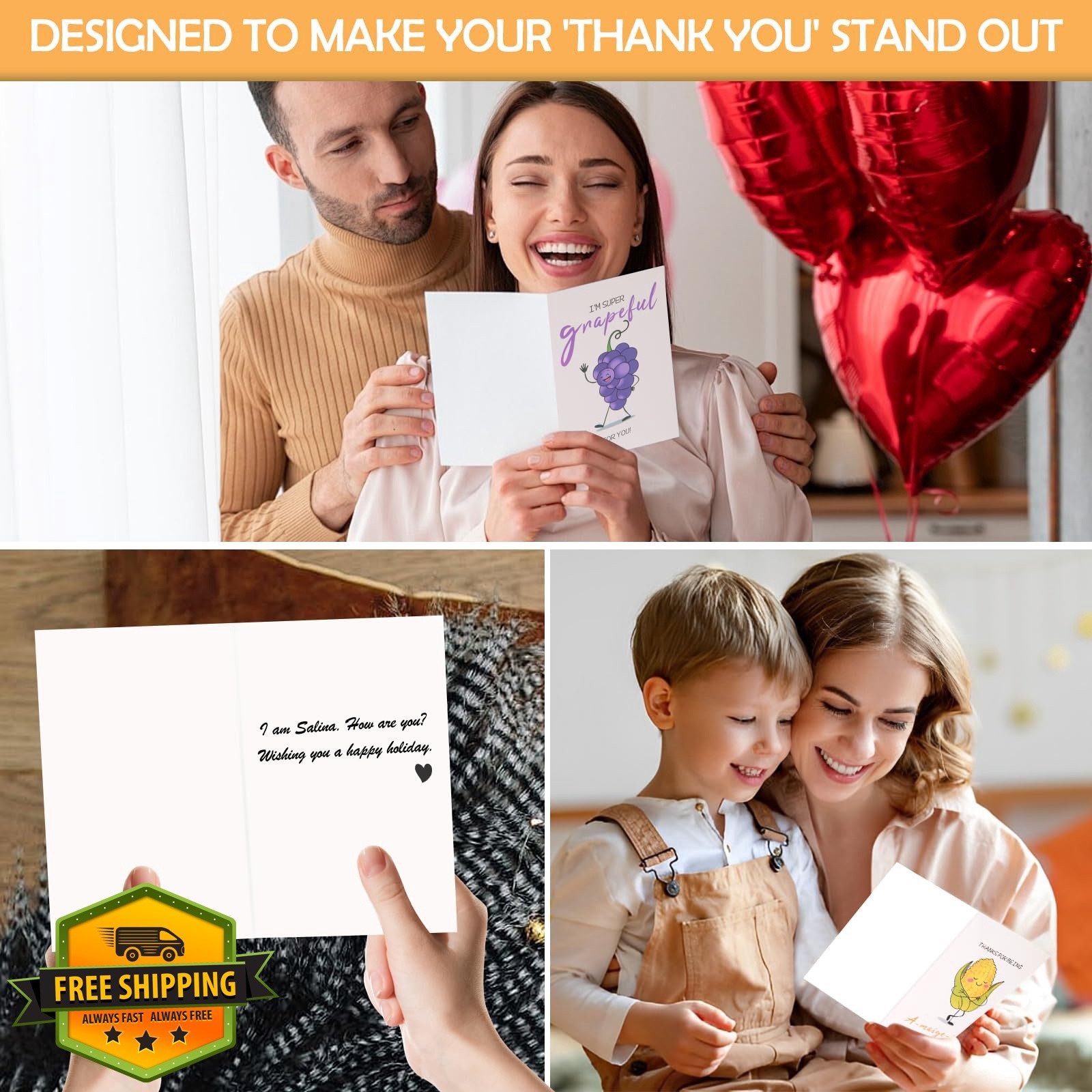 XXINMOH Thank You Cards Set 20 4×6 Blank Notecards