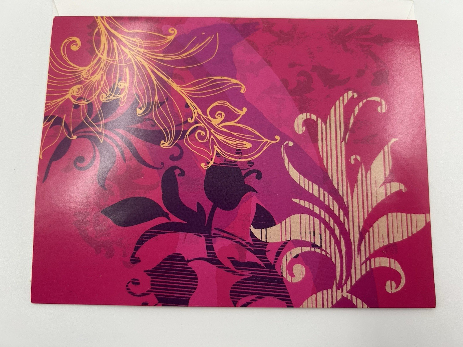 Pink Abstract Swirl Floral Flowers Greeting Card Blank Fill In Notecard