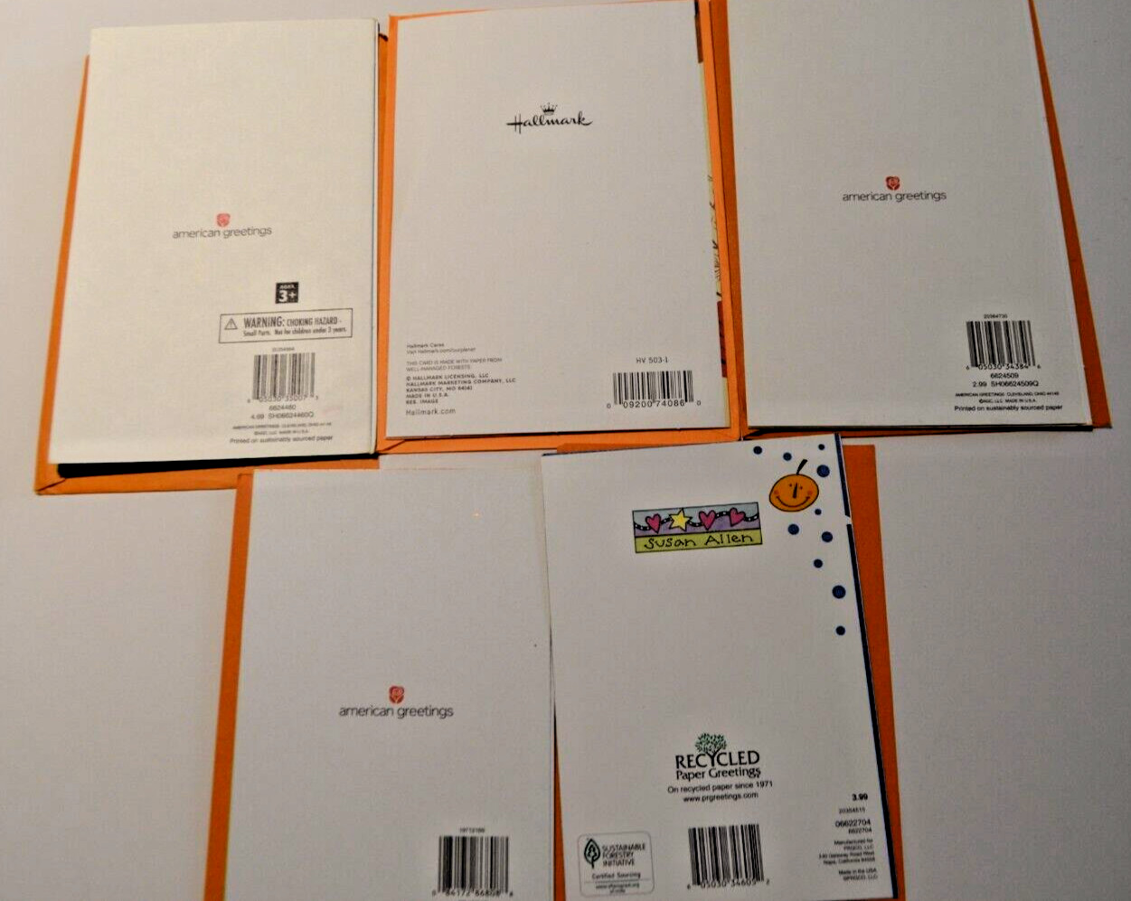 Halloween Greeting Cards Lot of 5 Mixed Brands and Designs w/Envelopes