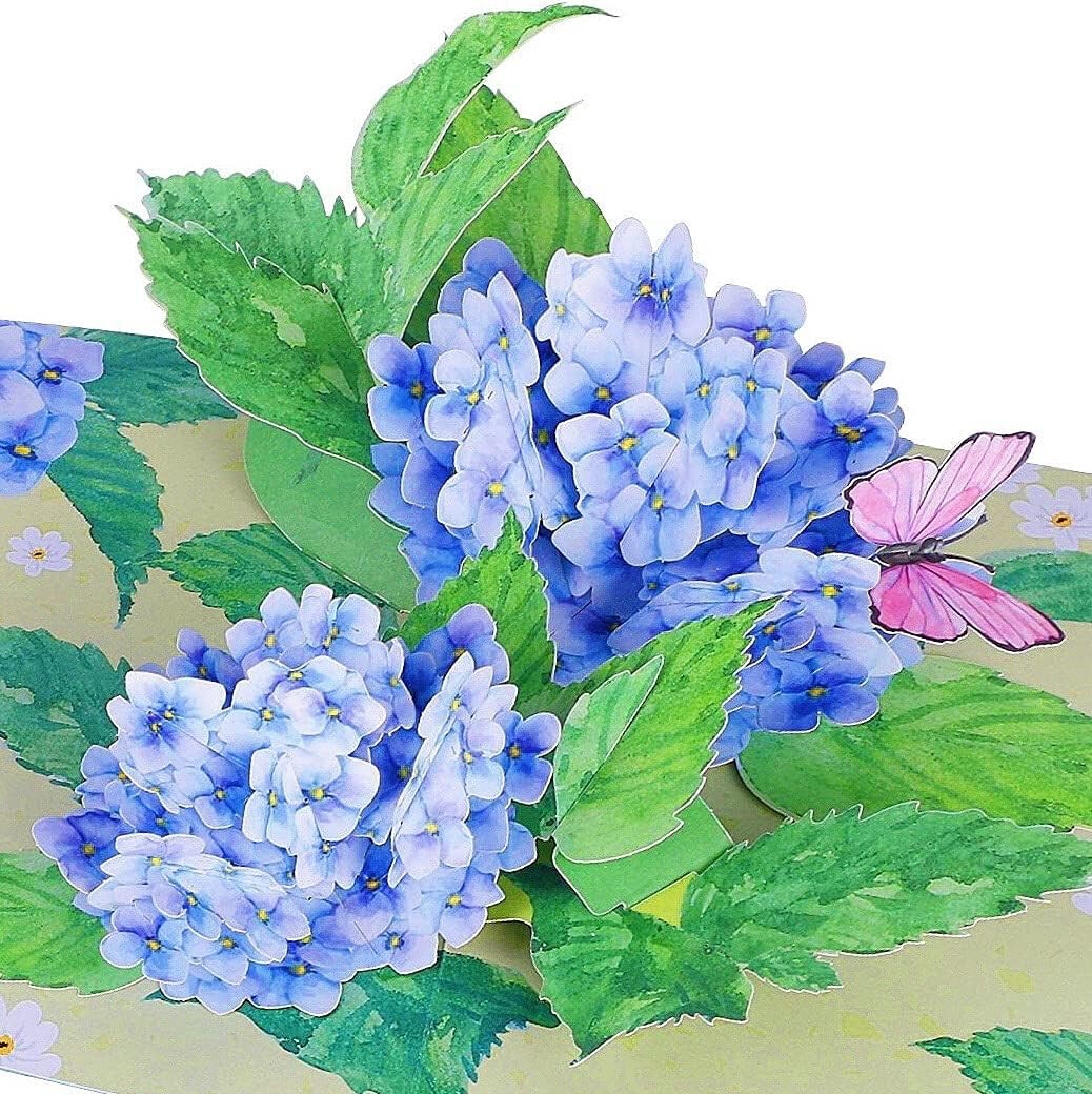 Liif Beautiful Hydrangea Blossoms Butterfly 3D Greeting Pop Up Card