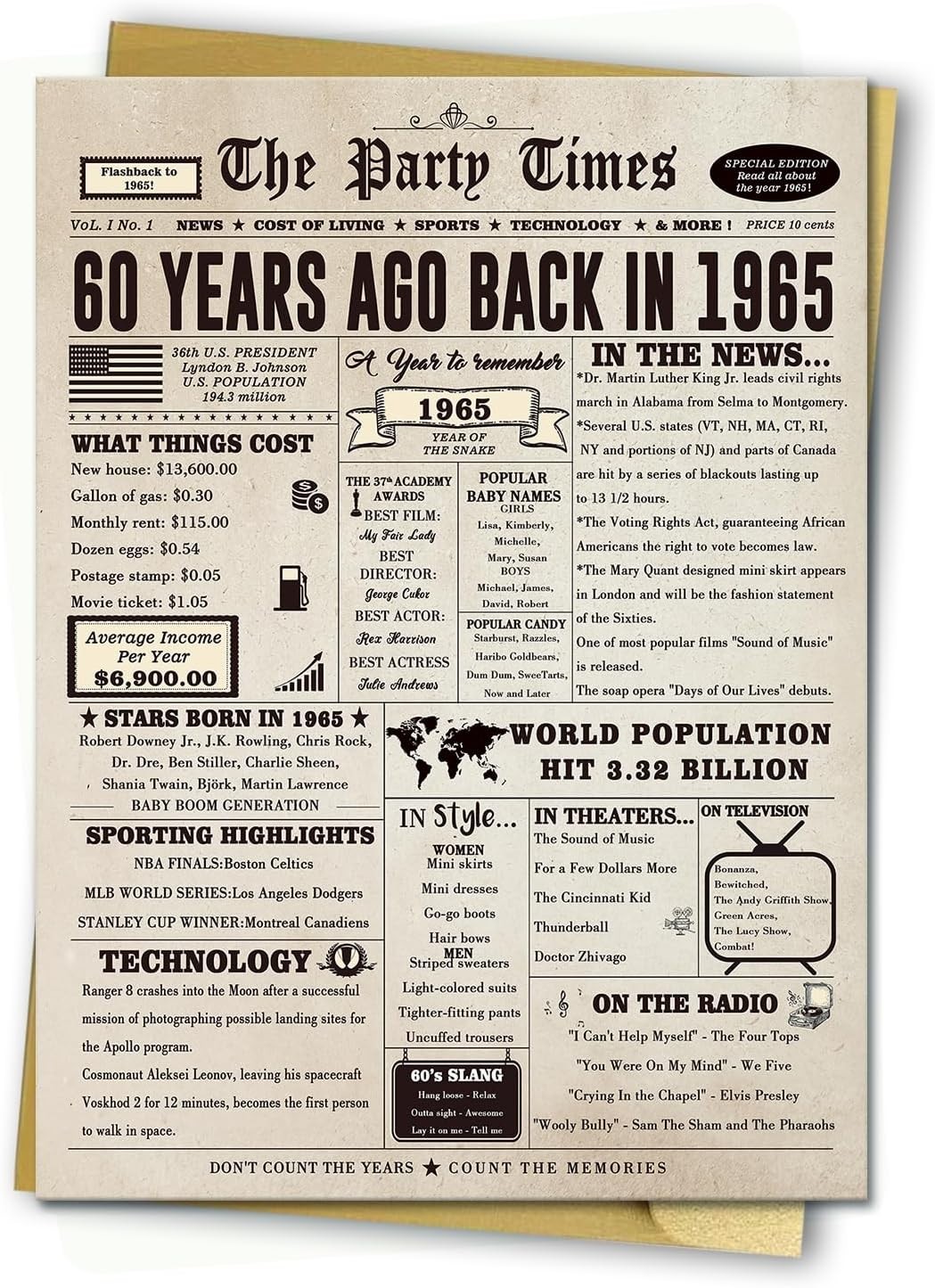 “Giant 60th Birthday Card Gift for Women Men, 7.9 x 10.6 inches, “