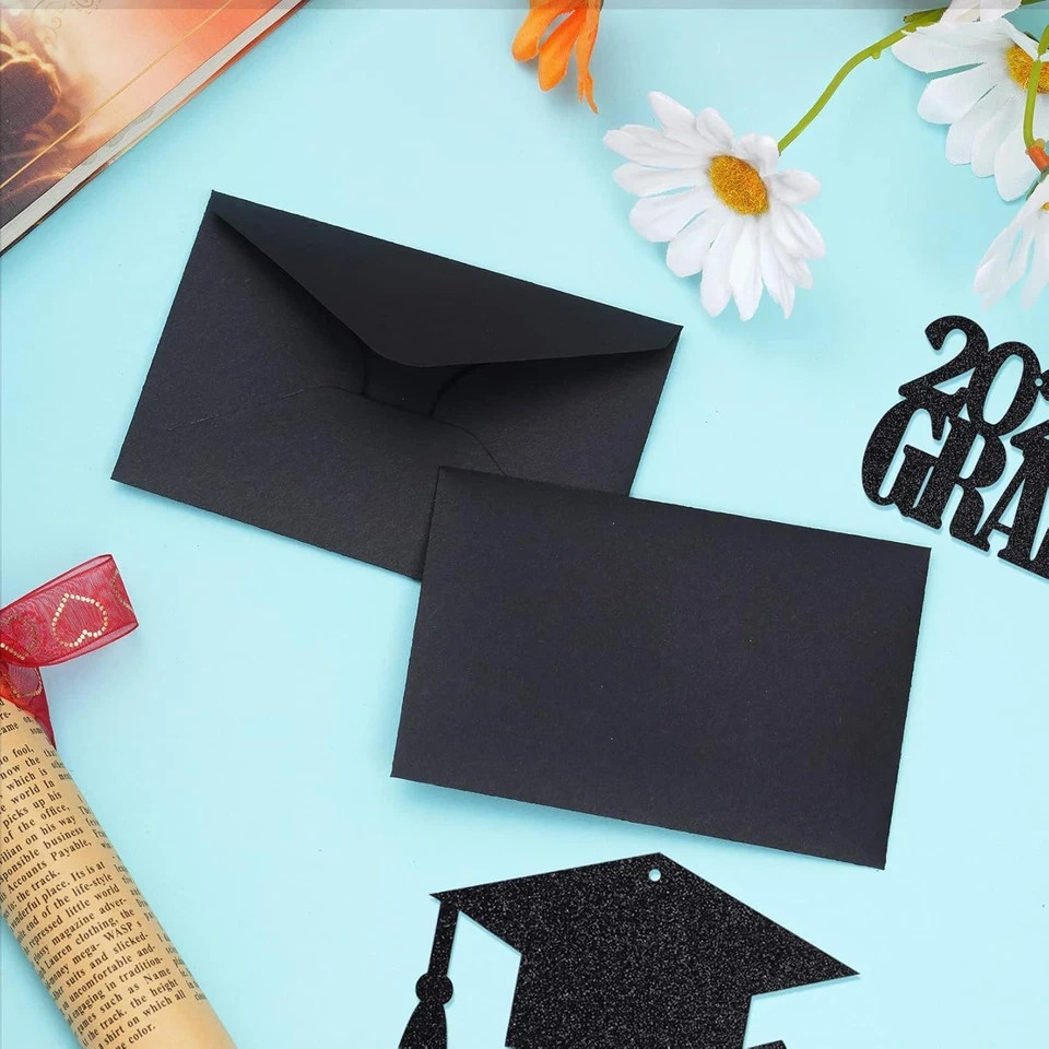 100 Sets Small Black Envelopes with Small Blank Gift Business Card Wedding Invit