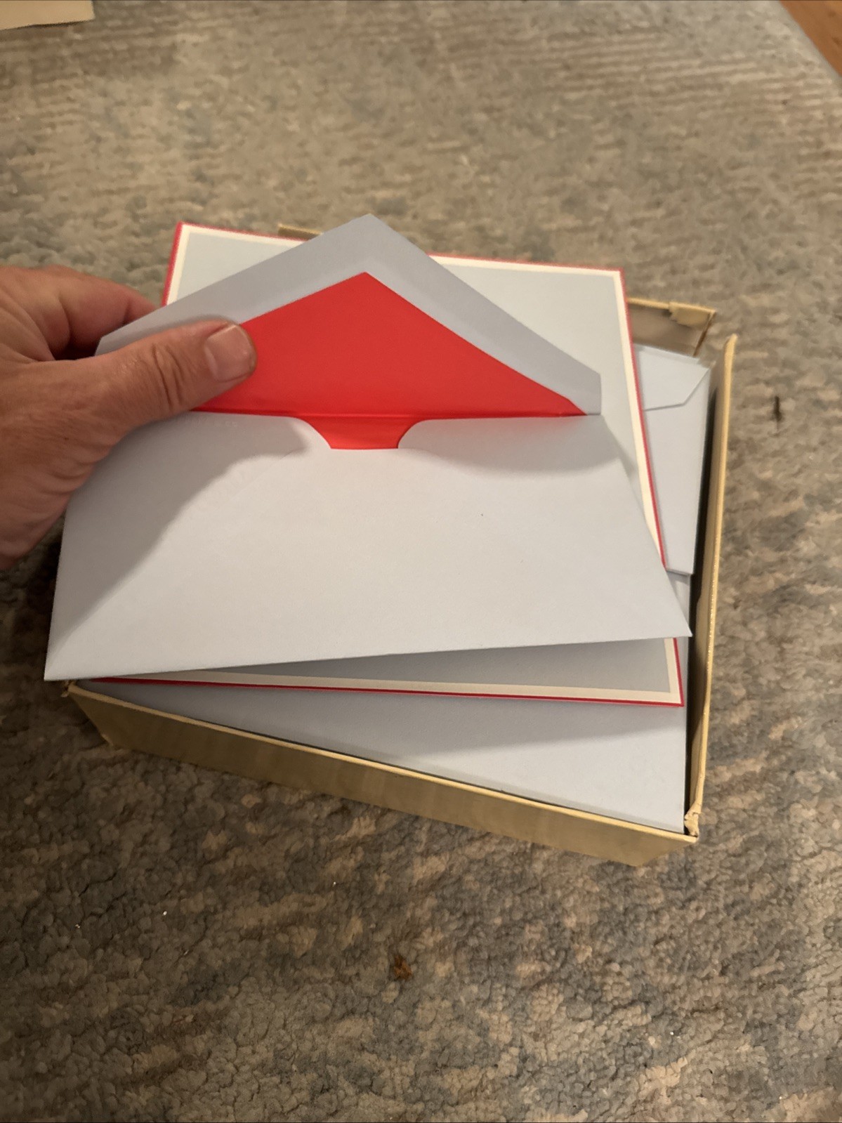 Crane’s Bordered Cards 14Red Lined and 48 Envelopes with Red Border In A Box