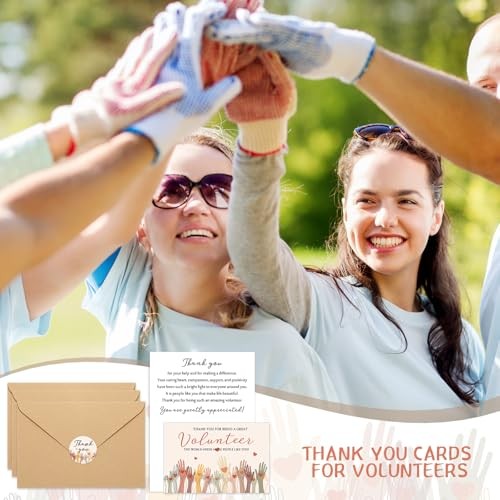 Volunteer Thank You Cards with Envelopes and Stickers Appreciation Gifts 25