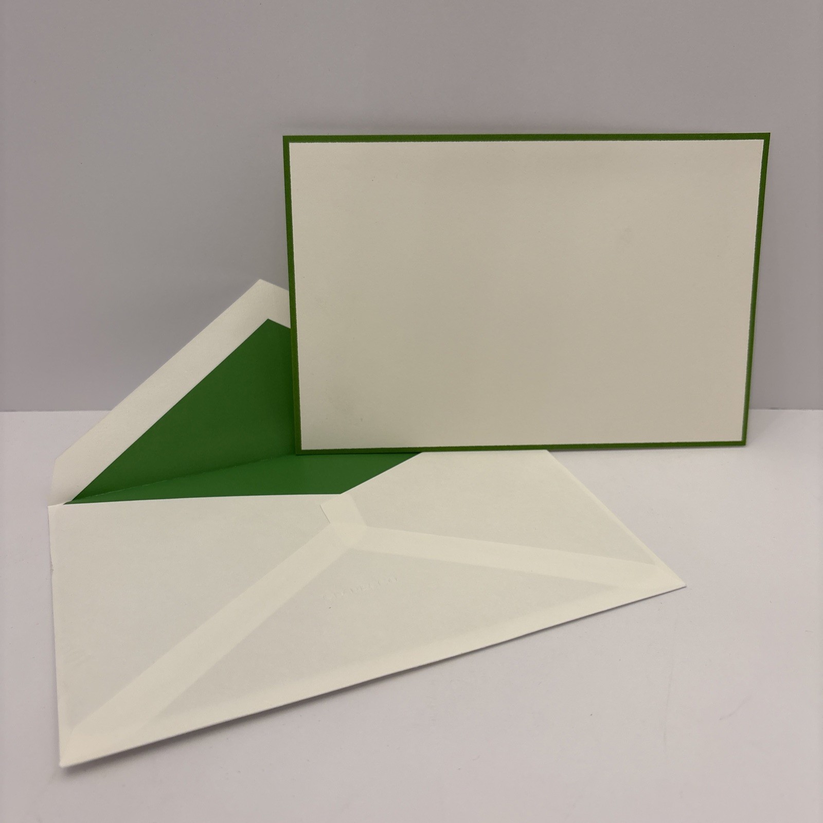 Crane & Co CC3786 Spring Green Bordered Cards Kid Finish Cotton Paper New