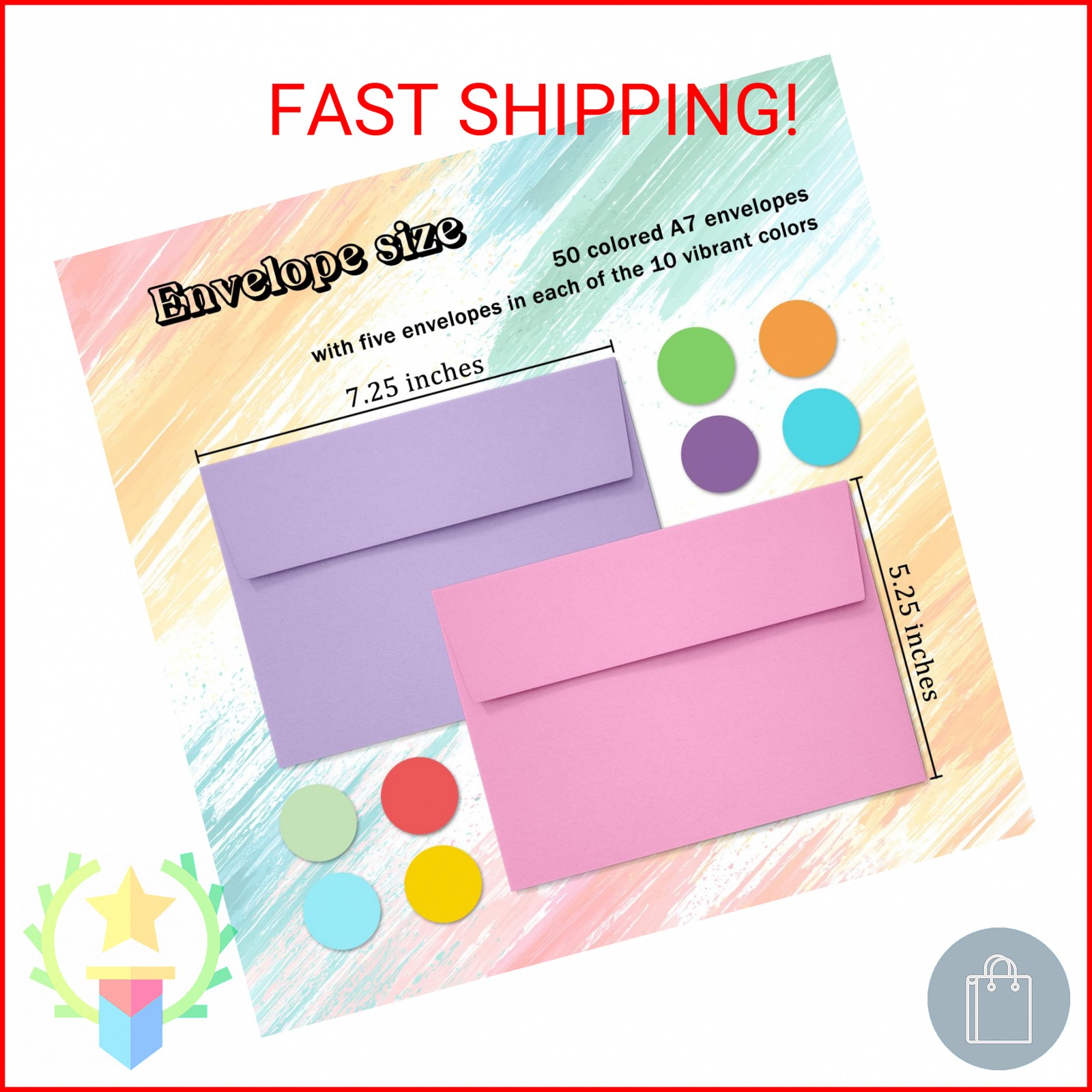 Slapaflife 50 Pack 5×7 Envelopes, 5×7 Colored Self-Seal Envelopes for Invitation