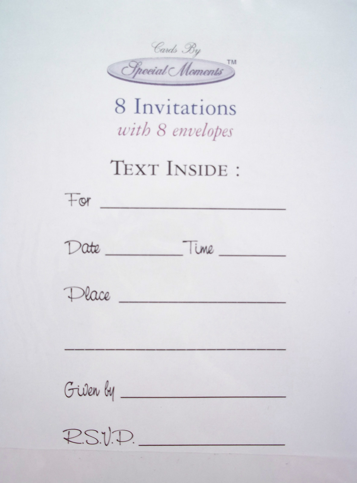Special Moments 8 Pack of SURPRISE PARTY Invitations Unisex Design