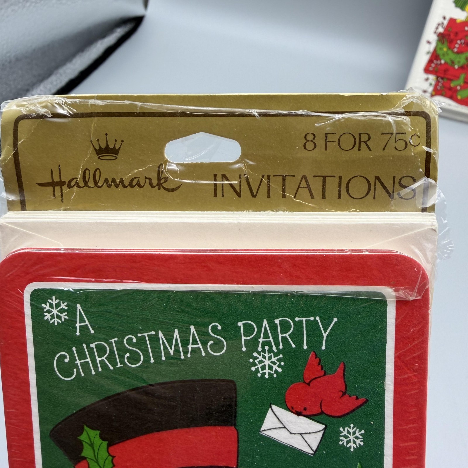 VTG Hallmark Red Christmas Party Invitations Snoopy Peanuts Snowman Lot Of 3 USA