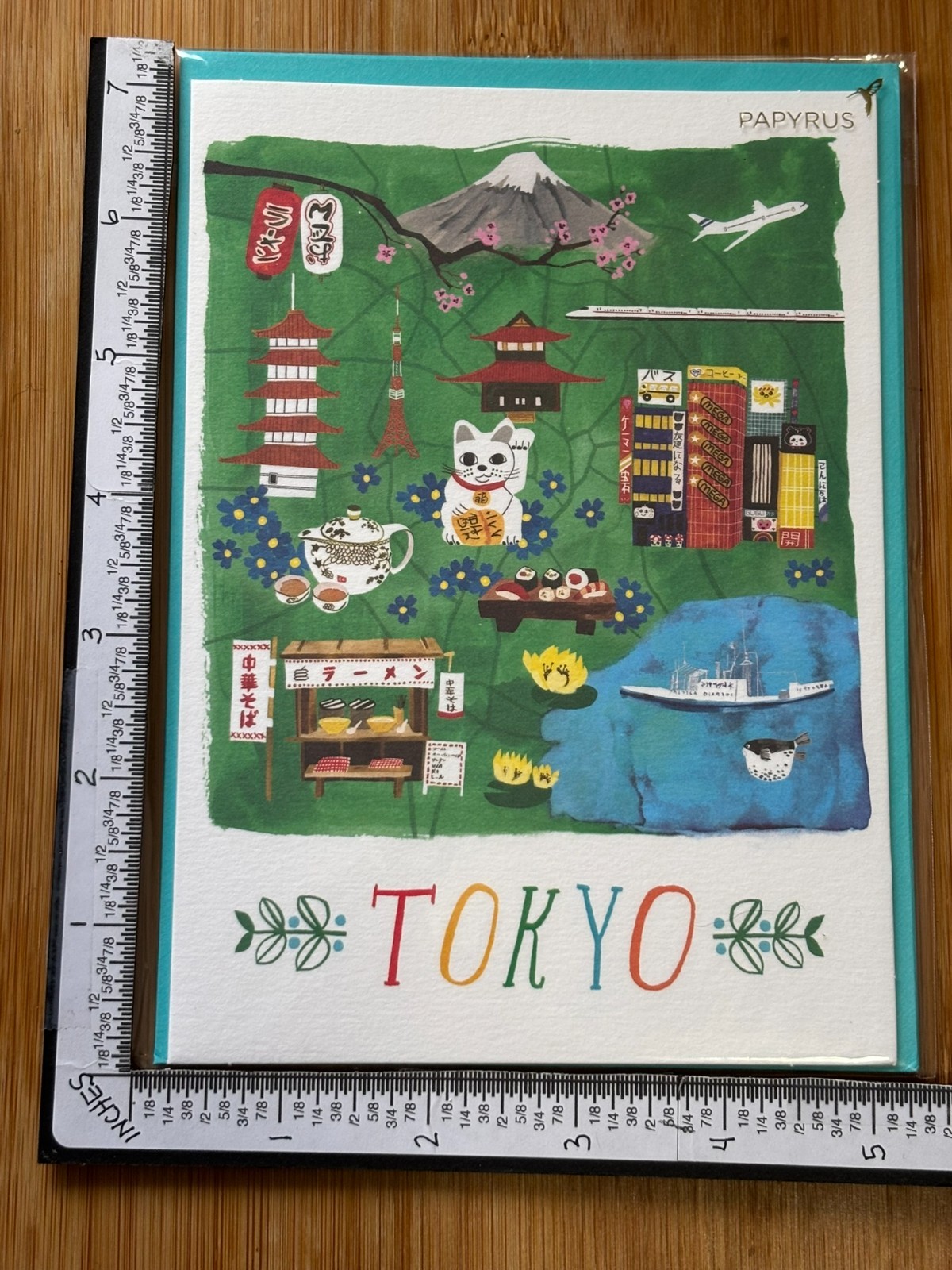 Papyrus Greeting Card Note Happy Day Blank Any Occasion Tokyo Mt. Fuji Ramen Tea
