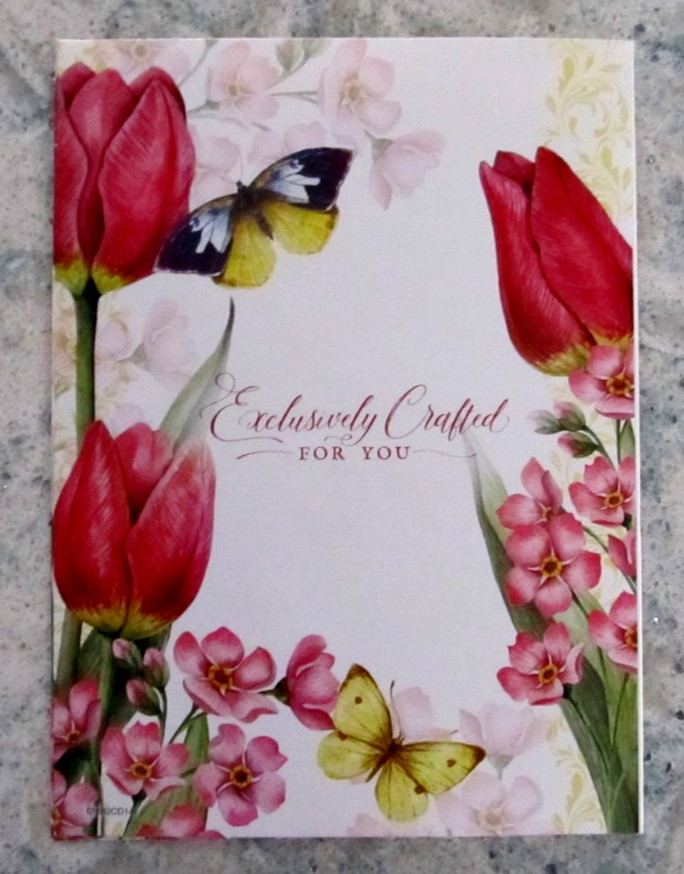 Exclusively Crafted For You Birthday Card, Env. & Seal -Bouquet of Pretty Tulips