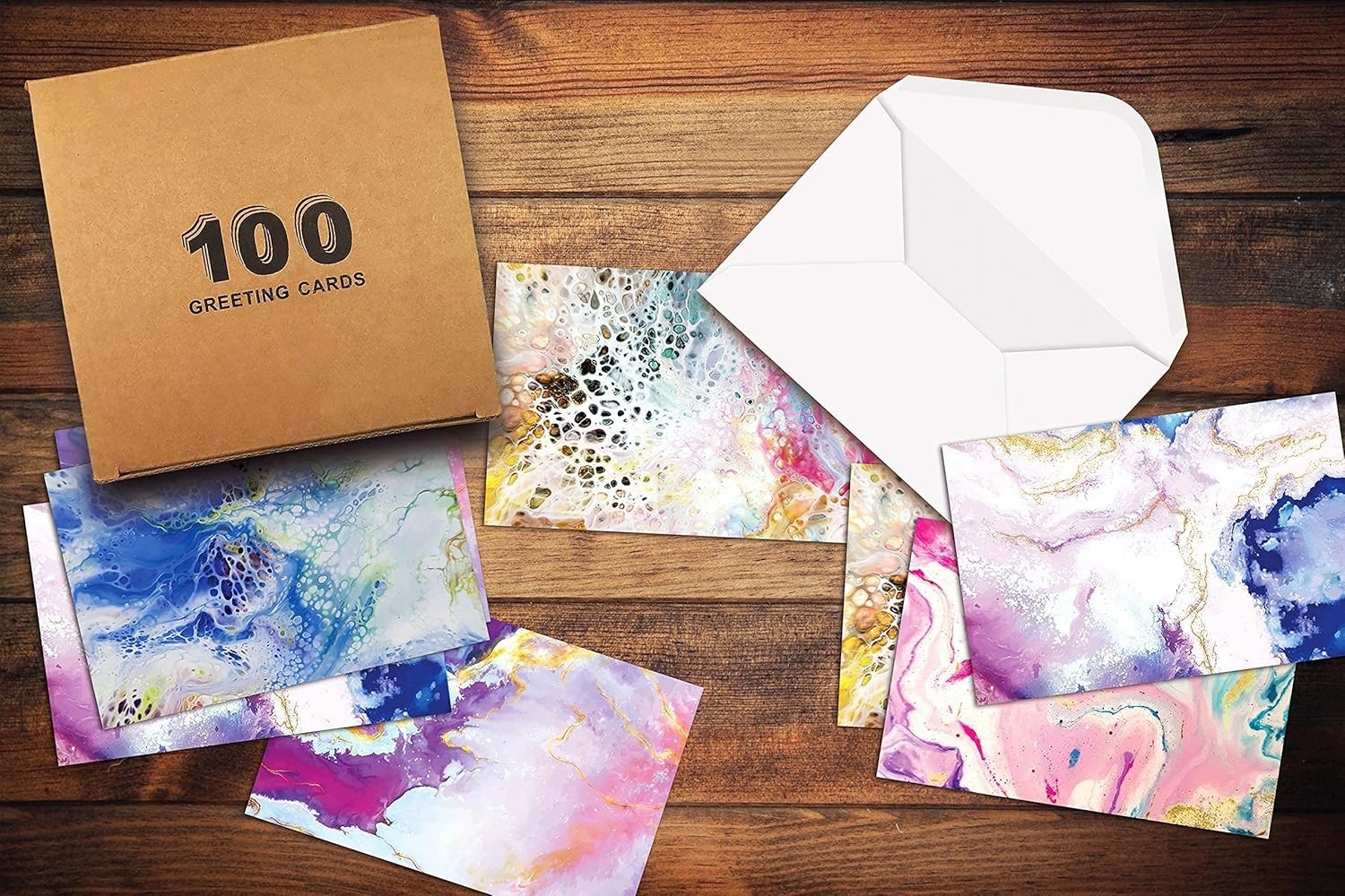 Blank Inside Greeting Cards – 100-Pack with Abstract Art, Perfect for Any Event