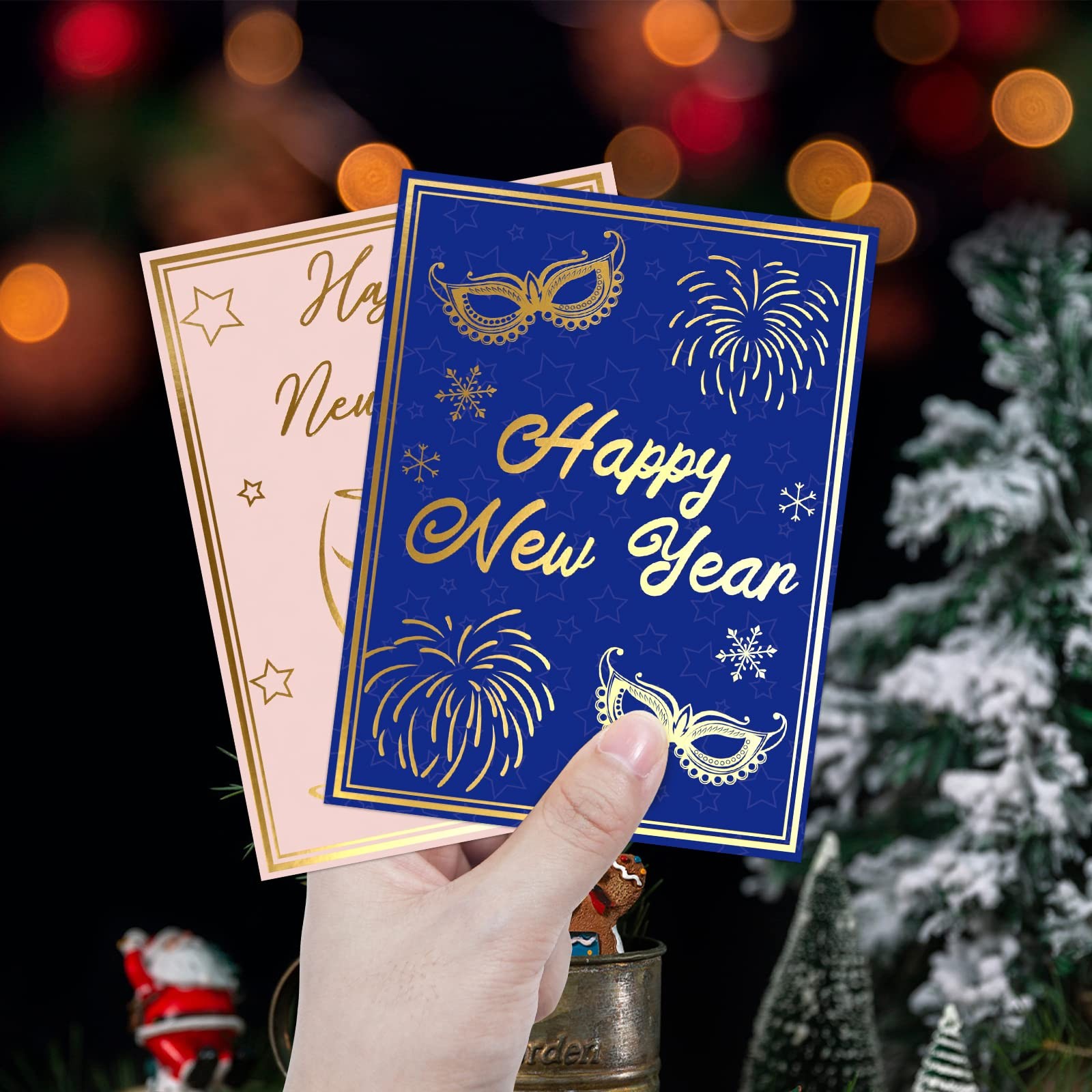 Fancy Land Happy New Year Cards with Envelopes 24PCS 2026 Gold Silver Foil Ne…