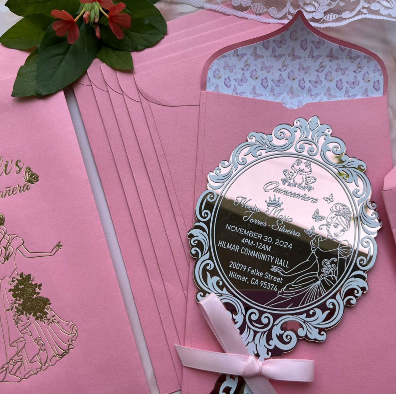 Luxury Rose Gold Mirror Acrylic Invitation with Envelope for Milestone Birthdays