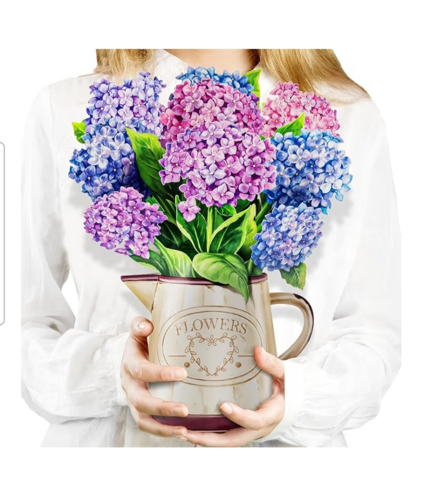 Airpark Nantucket Hydrangeas 12 in Pop-Up Folded Card w/ Envelope, Birthday