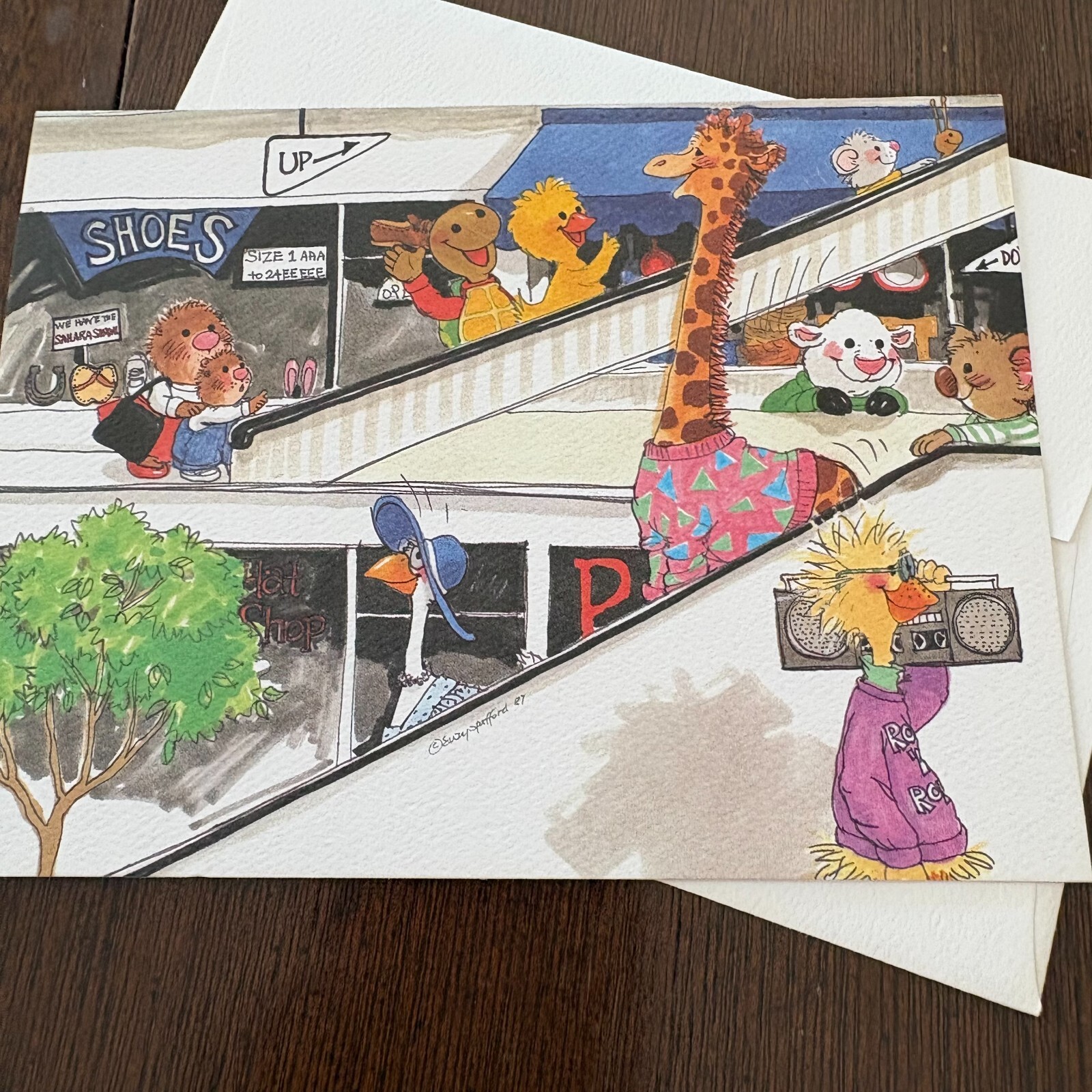 Suzy’s Zoo Animal in Shopping Mall Friendship Message Blank Greeting Card