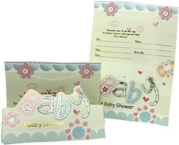 Pastel Patchwork & Buttons Baby Shower Invitations – Set of 6