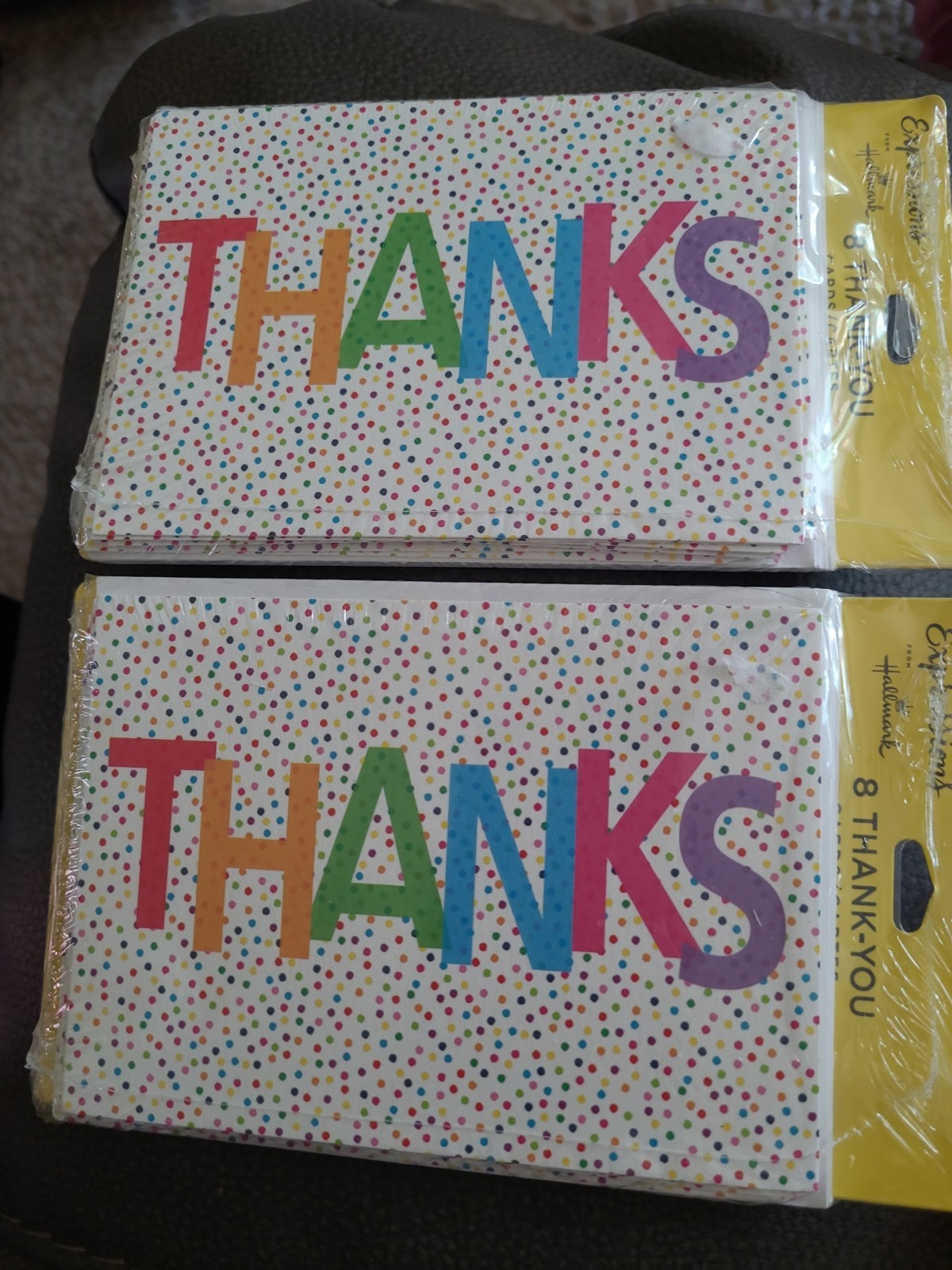 2 Packs Hallmark Expressions Thank You Cards Blank Inside 16 Total Polka Dots