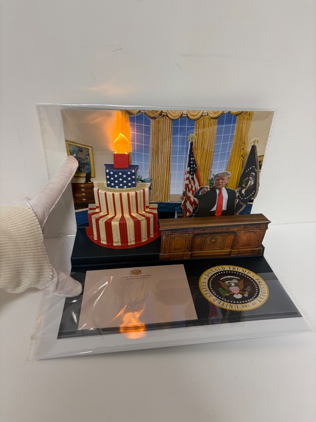 Patriotic Trump Talking Pop Up Birthday Card Lights Up and Sings Happy Birthday