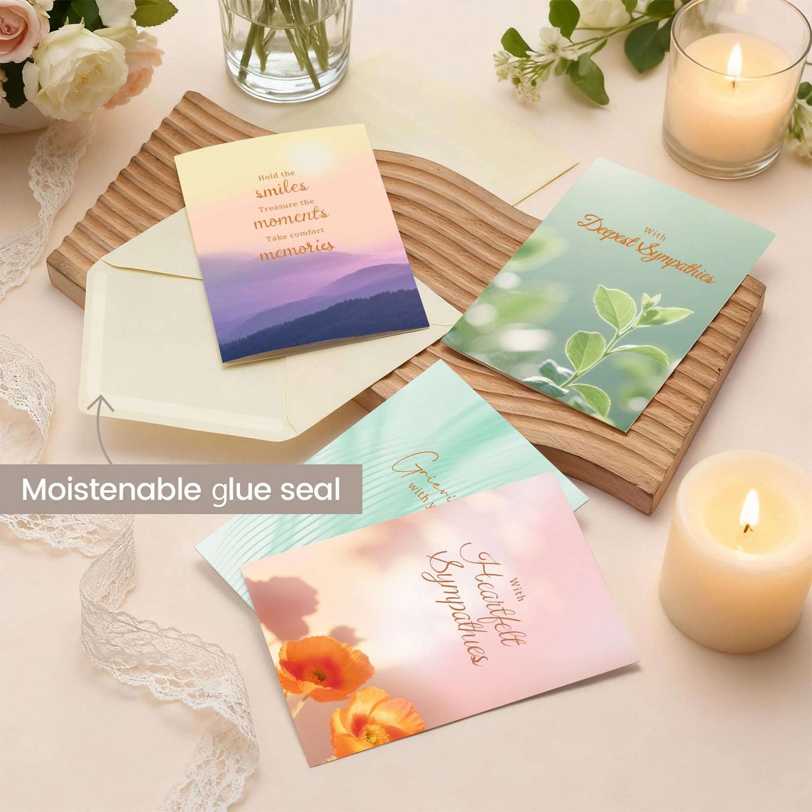XXINMOH 24 Packs Sympathy Cards with Envelopes (4.6 x 4.6 x 6.8 inches, white