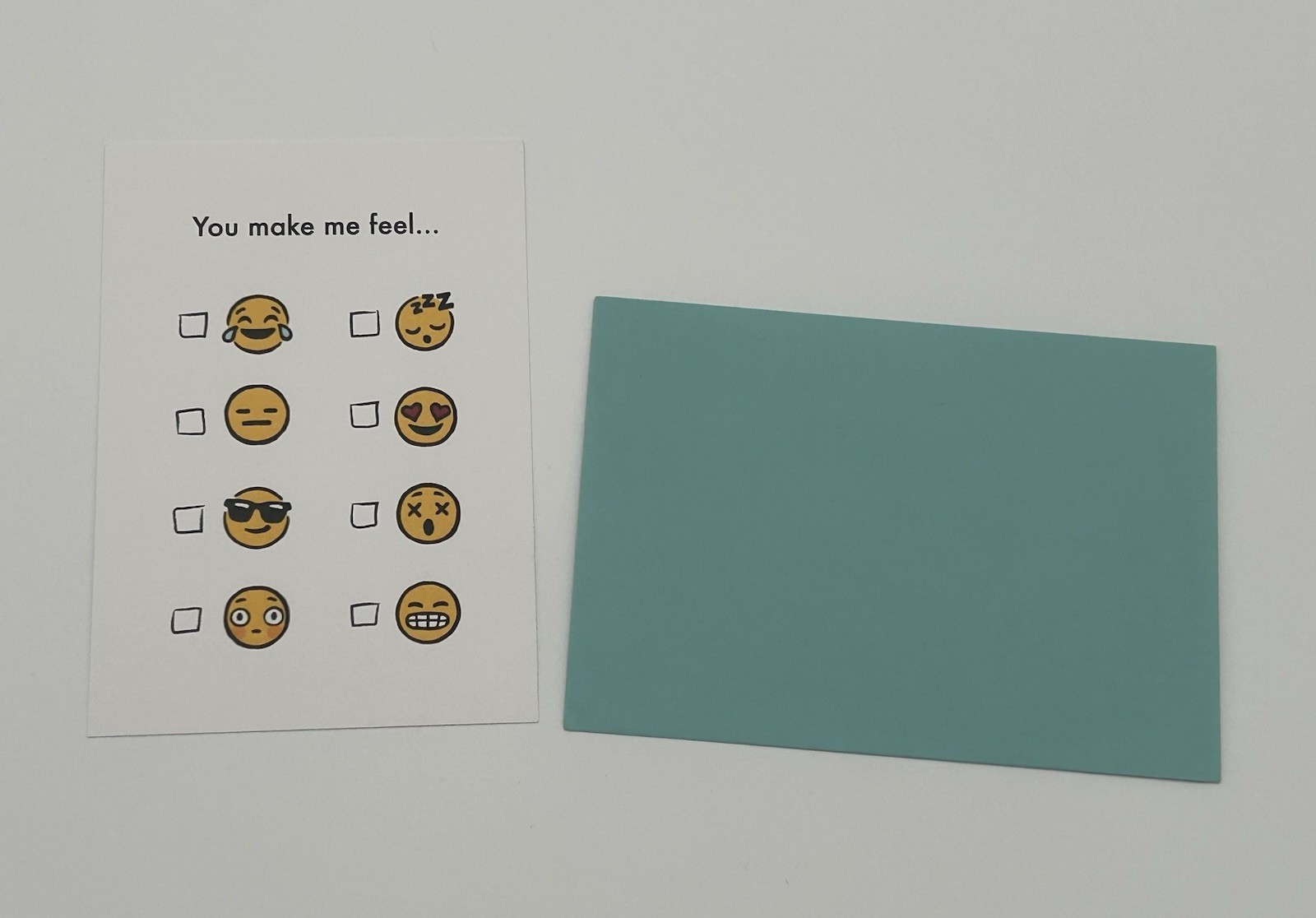 Emoji – Flat Card with Teal Envelope – New – Happy Mail