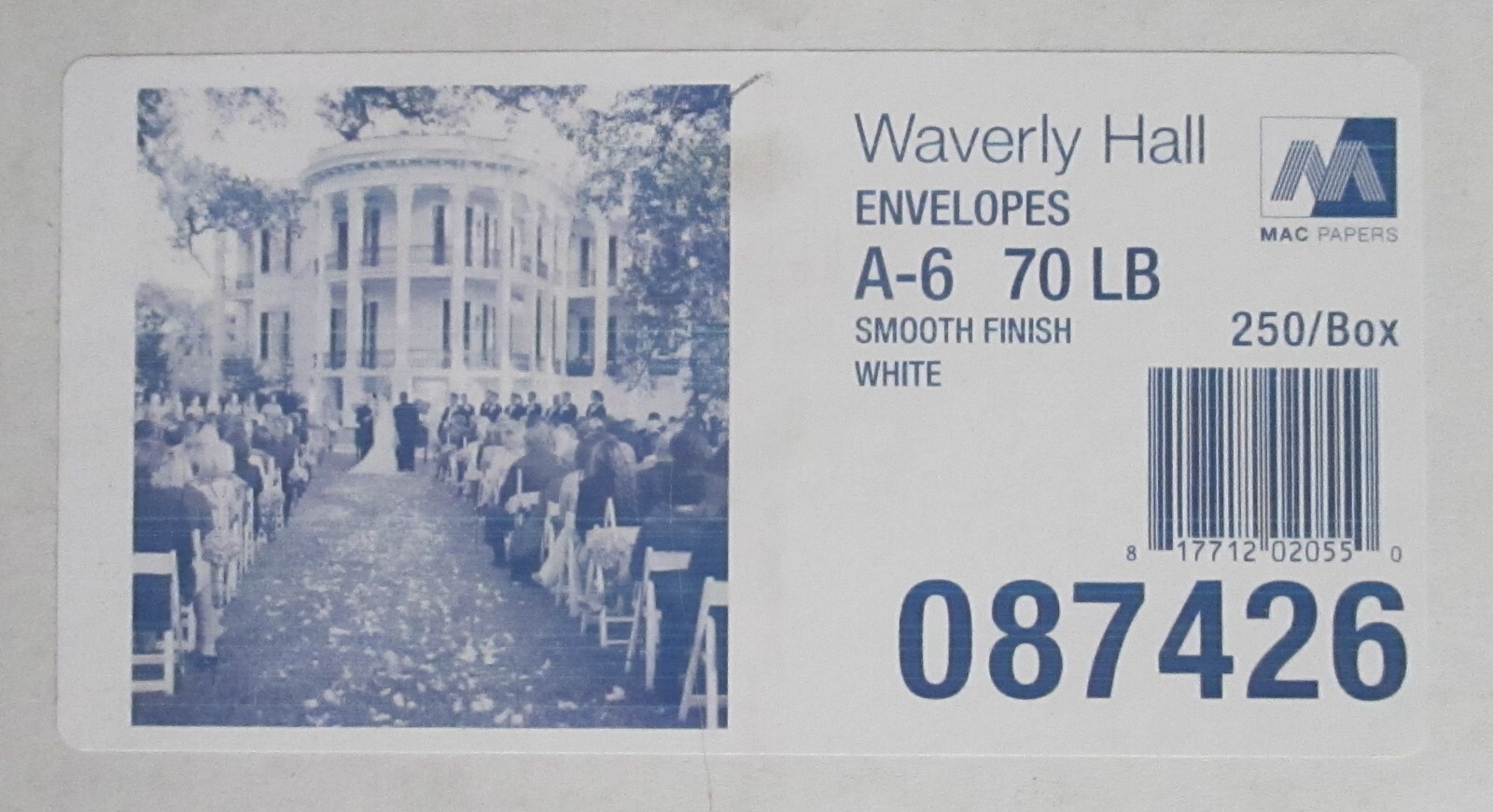 Waverly Hall A-6 (6 1/2 x4 3/4″) 70# Smooth Finish White Envelopes- Print Return