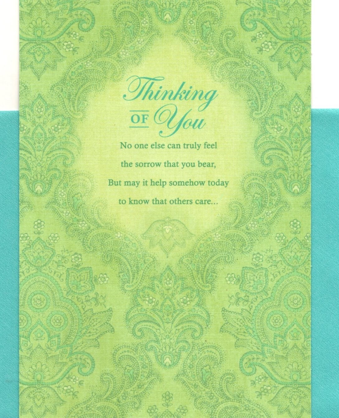 With Deep Sympathy Green Paisley Paisleys Floral Hallmark Greeting Card